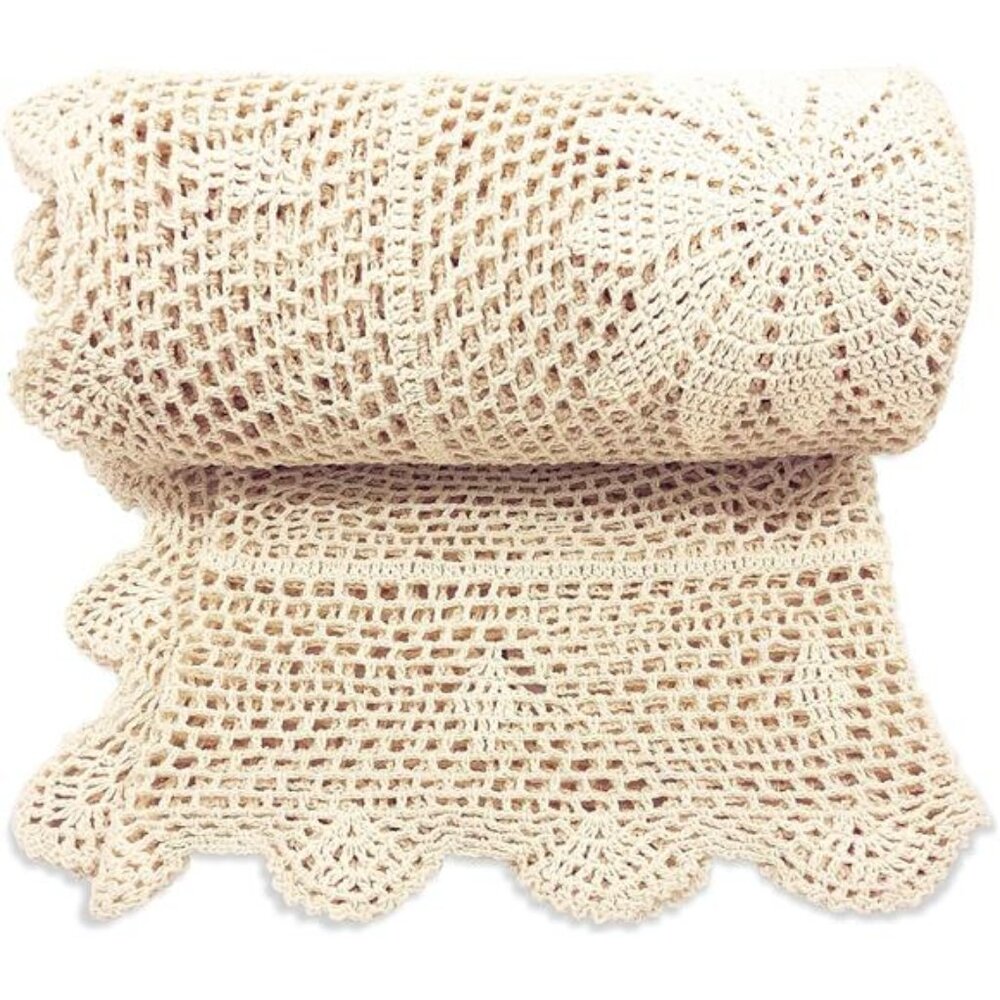 Boho Throw Blanket, 50"x60", 100% Handmade Crochet Throw Blankets,100% Cotton